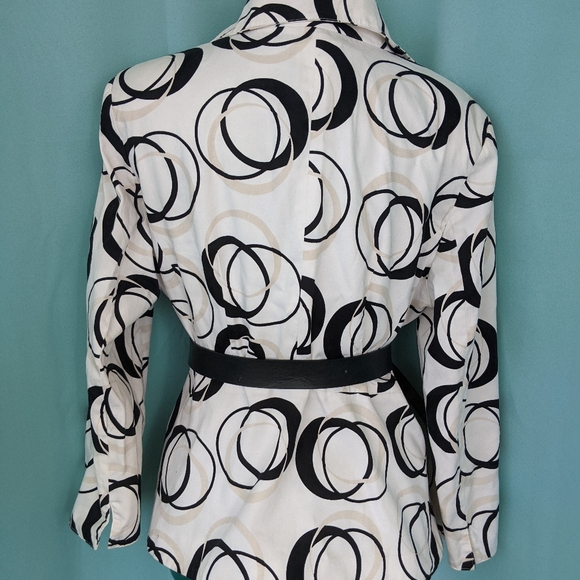 SANDRO Designer Abstract Circle Print Blazer W/ 3 Buttons No Belt Sz L - Picture 4 of 9